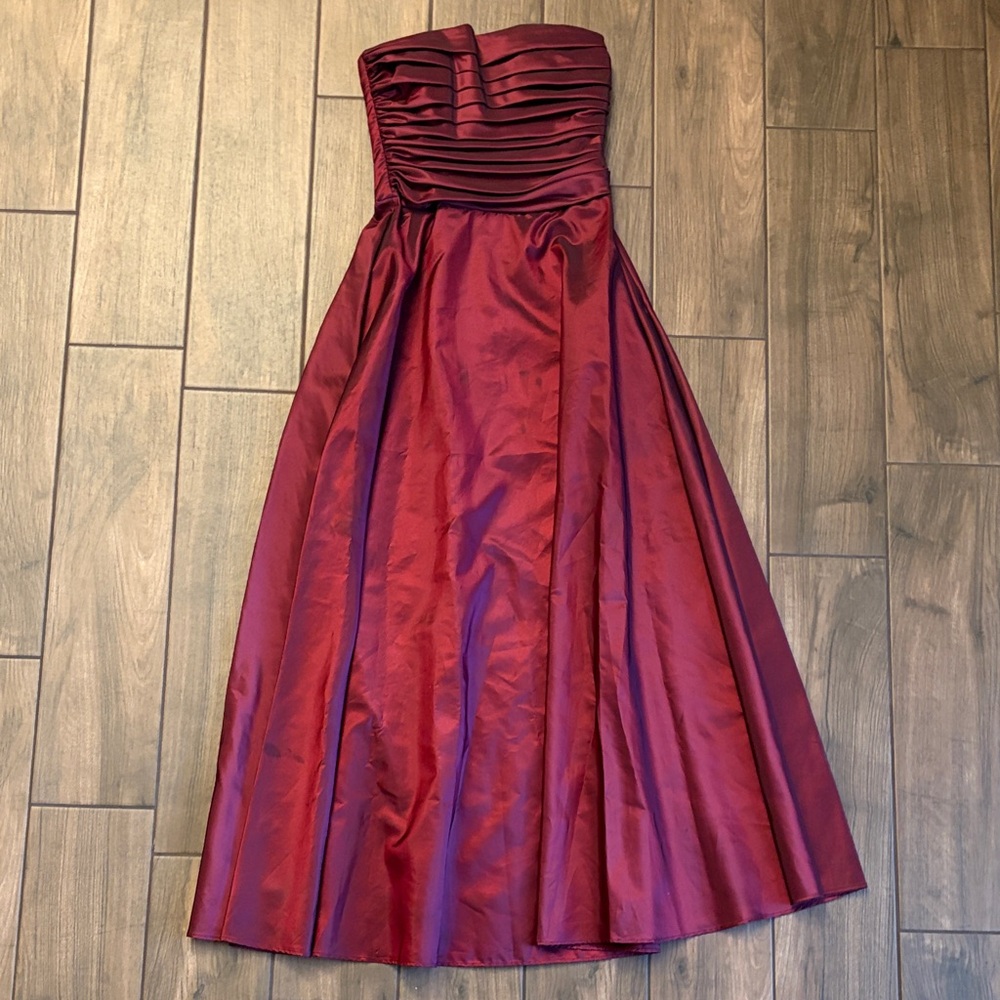 Scott McClintock Satin Fabric Burgundy Prom Dress